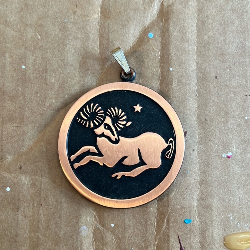 COPPERCRAFT GUILD, solid copper, marked, RAM SIGN PENDANT